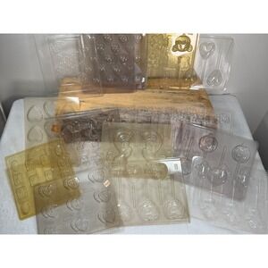 Vintage Bakers Plastic Chocolate Candy Mold Lot Halloween Hearts Birthday 14 pc